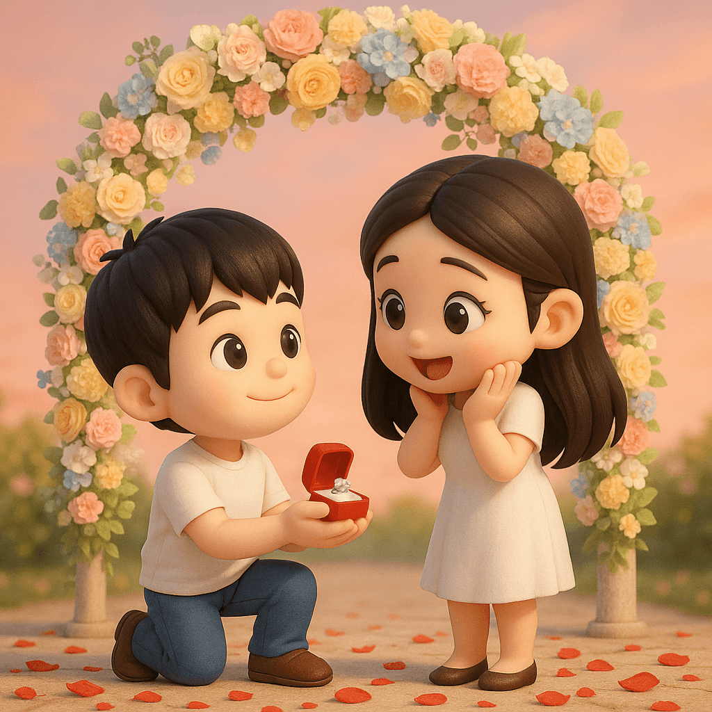 AI image prompt – 3D Chibi Proposal Scene output image