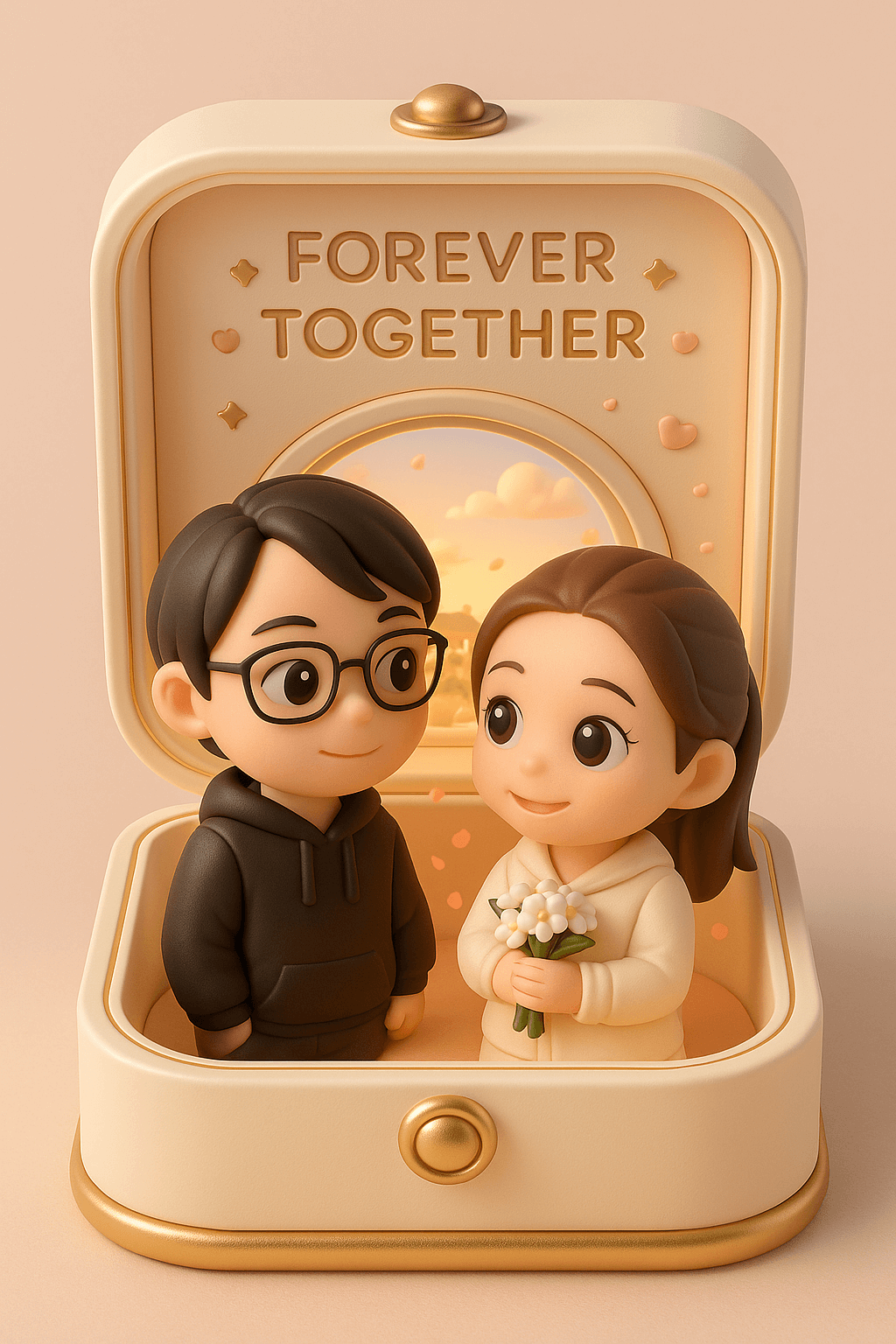 AI image prompt – 3D Couple Jewelry Box Figurine output image
