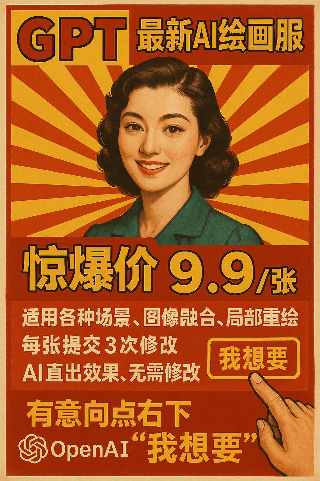 AI image prompt – Retro Style Promotional Poster output image