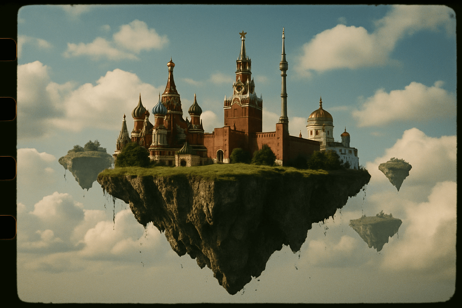 AI image prompt – 35mm Film Style Flying Island output image
