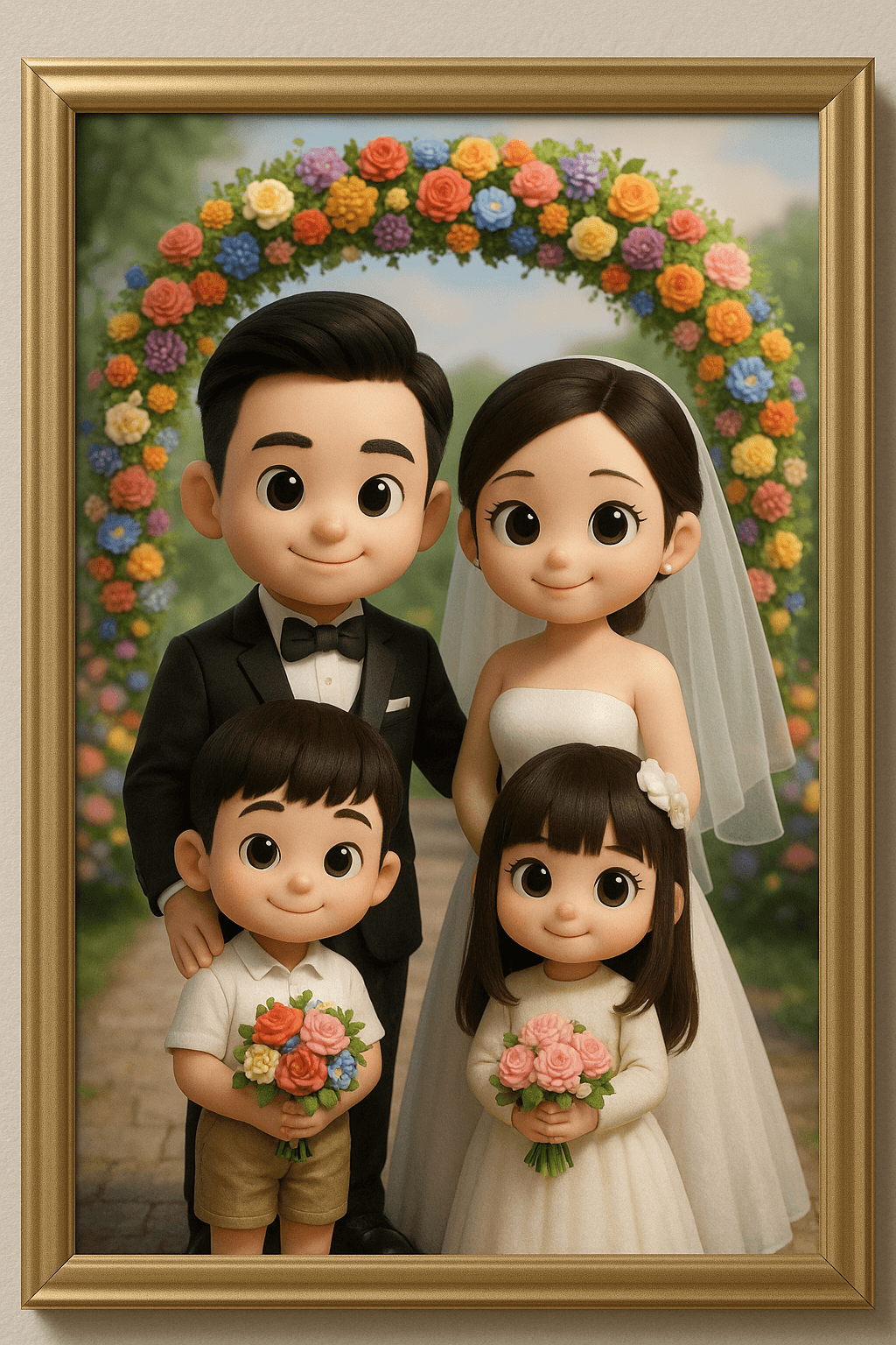 AI image prompt – Family Wedding Photo (Q-version) output image