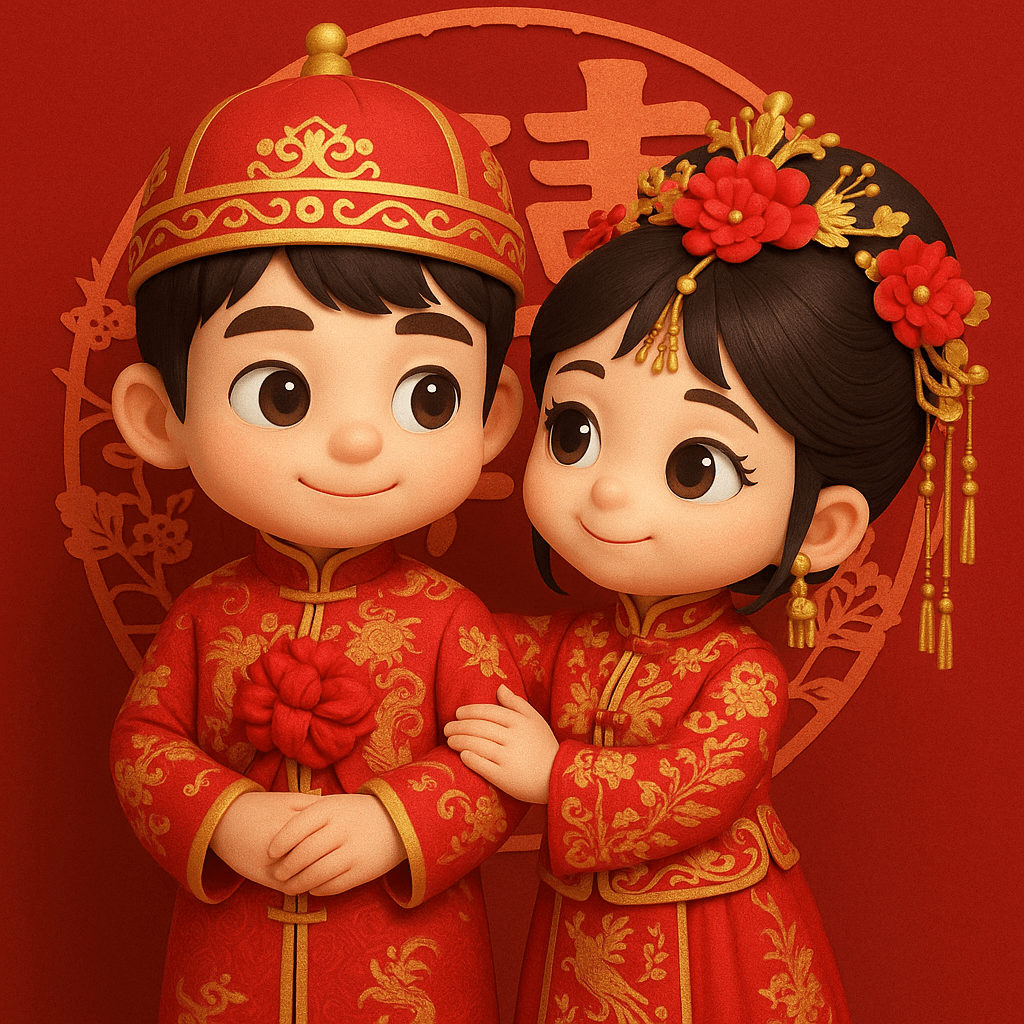 AI image prompt – 3D Chibi Chinese Wedding Scene output image