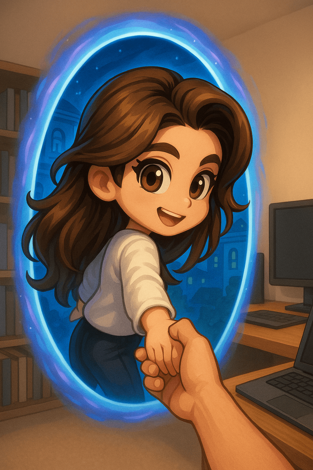 AI image prompt – Character Stepping Through Portal output image