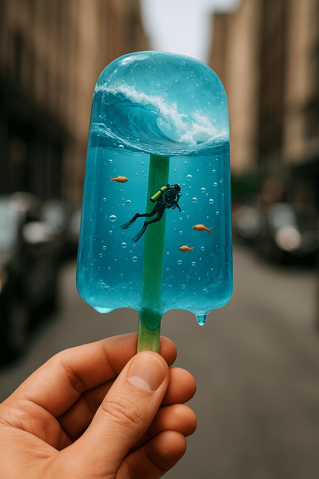 AI image prompt – Surreal Underwater Scene Popsicle output image