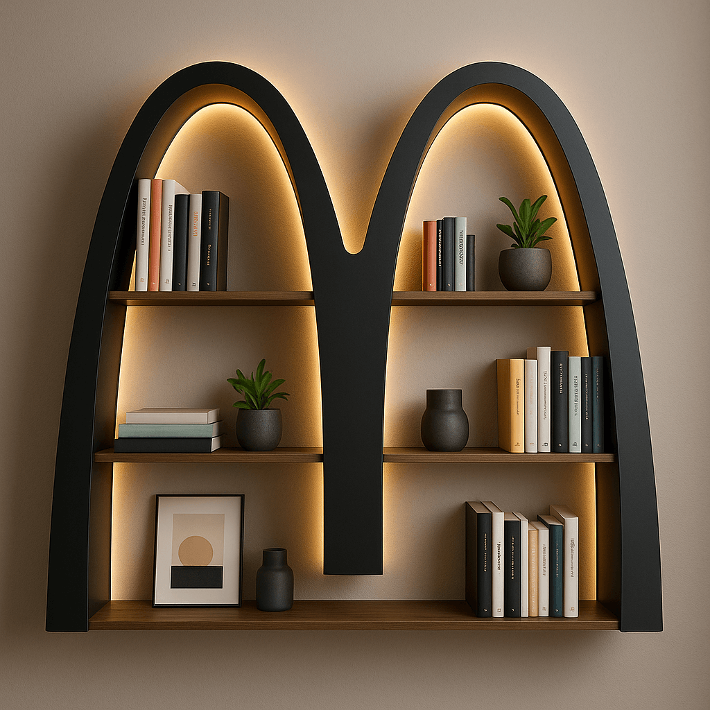 AI image prompt – Creative Logo Shaped Bookshelf output image