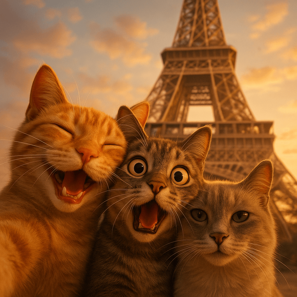 AI image prompt – Three Animals Selfie at Landmark output image