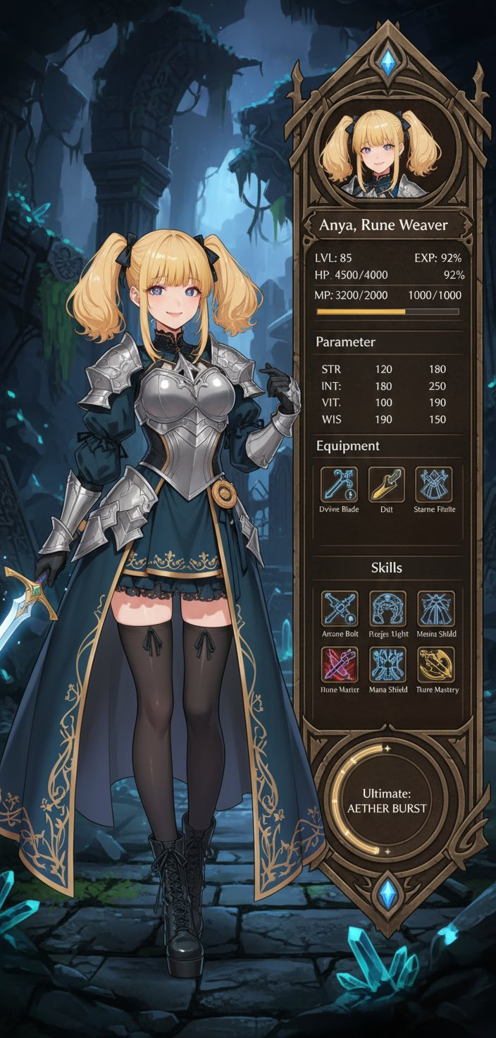 AI image prompt – RPG Character Status UI output image