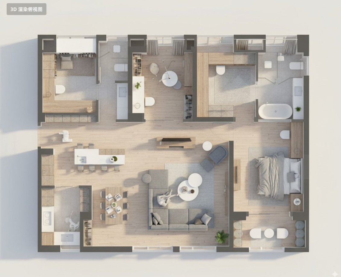 AI image prompt – Floor Plan 3D Render output image