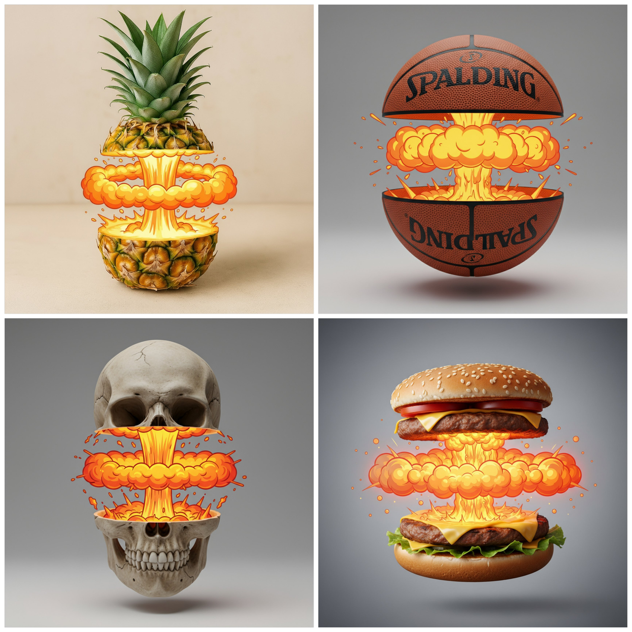 AI image prompt – Slice Object with Cartoon Explosion Effect output image